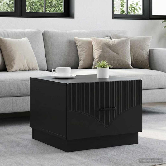 vidaXL Coffee Table with Drawer Black 49 x 50 x 37 cm Engineered Wood