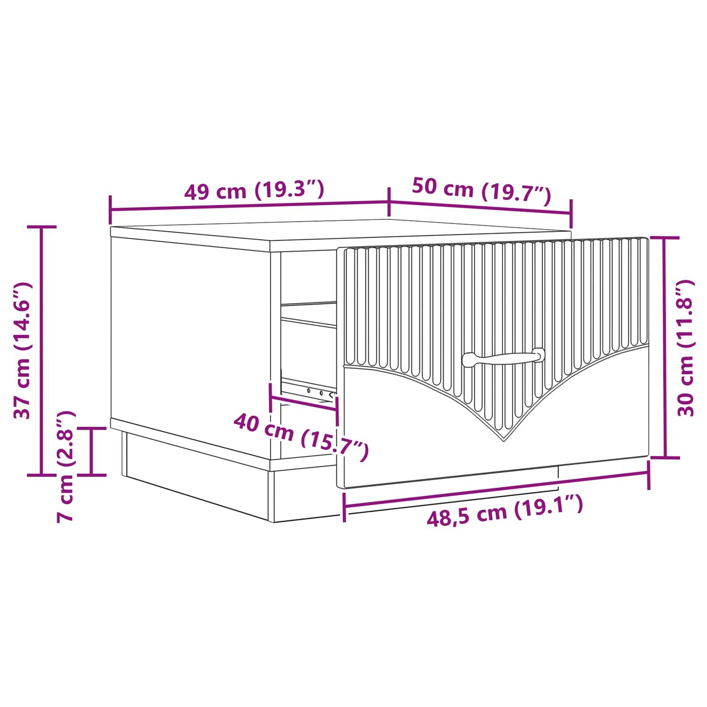 vidaXL Coffee Table Black 49 x 50 x 37 cm Engineered Wood