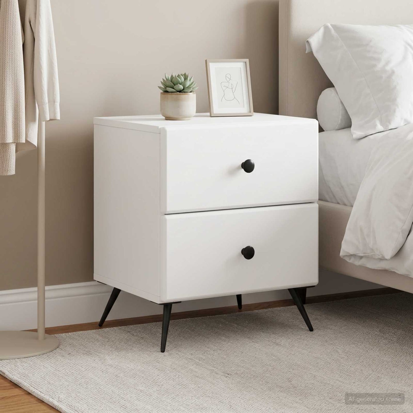 vidaXL Bedside Cabinet 2 pcs White 43 x 34.5 x 47.5 cm Engineered Wood