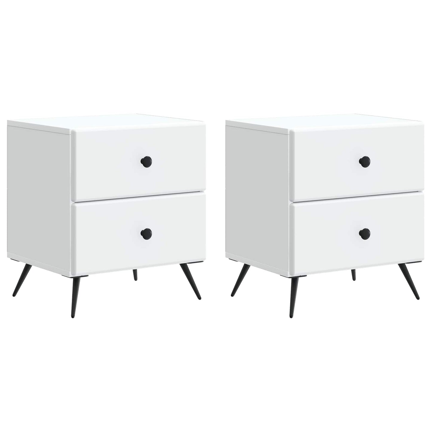 vidaXL Bedside Cabinet 2 pcs White 43 x 34.5 x 47.5 cm Engineered Wood