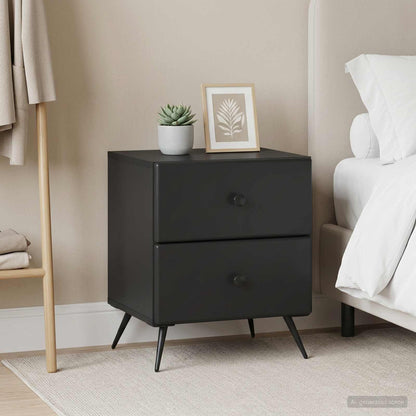 vidaXL Bedside Cabinet 2 pcs Black 43 x 34.5 x 47.5 cm Engineered Wood