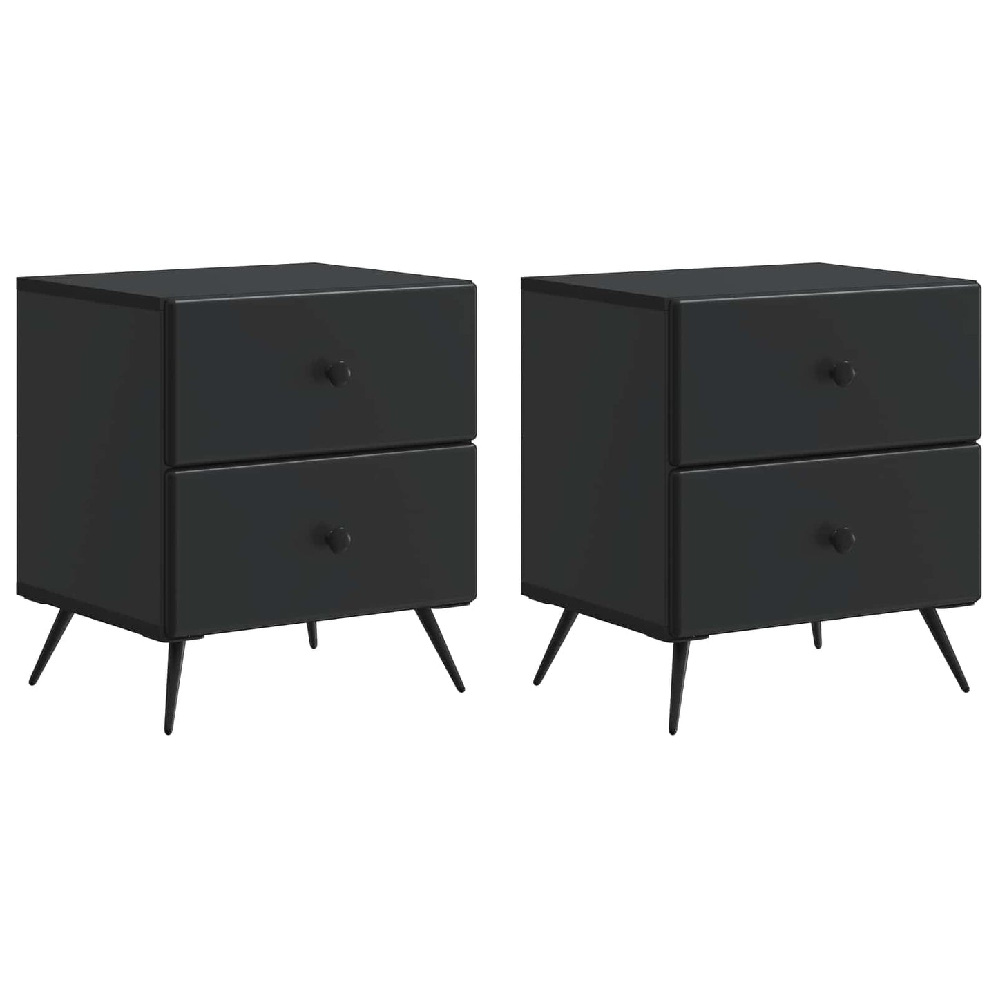 vidaXL Bedside Cabinet 2 pcs Black 43 x 34.5 x 47.5 cm Engineered Wood