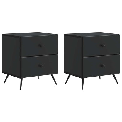 vidaXL Bedside Cabinet 2 pcs Black 43 x 34.5 x 47.5 cm Engineered Wood