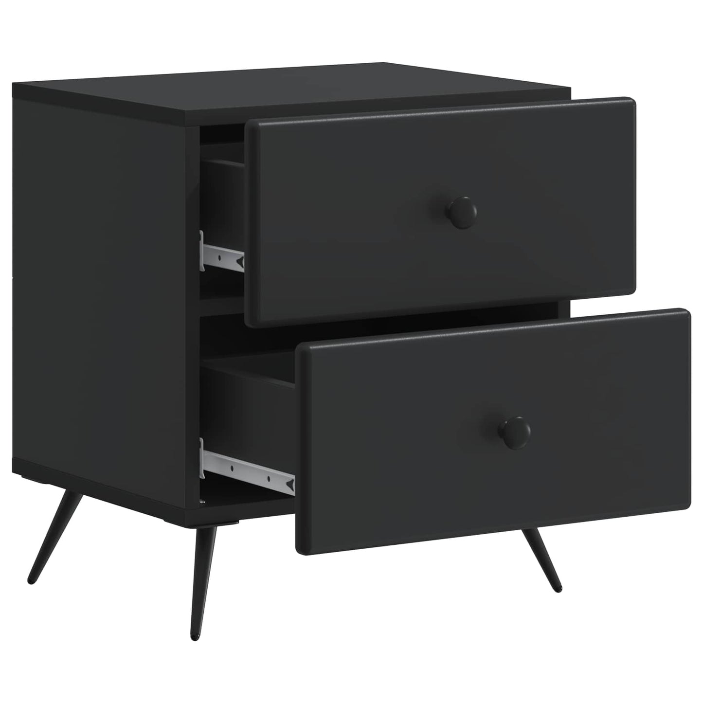vidaXL Bedside Cabinet 2 pcs Black 43 x 34.5 x 47.5 cm Engineered Wood