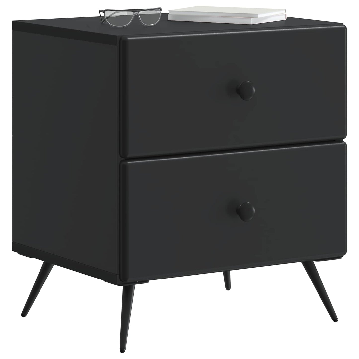 vidaXL Bedside Cabinet 2 pcs Black 43 x 34.5 x 47.5 cm Engineered Wood