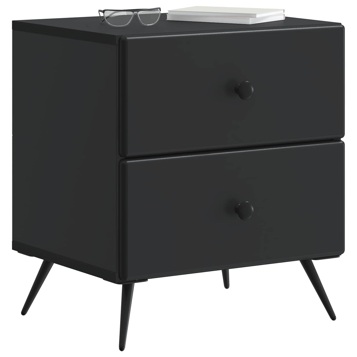 vidaXL Bedside Cabinet 2 pcs Black 43 x 34.5 x 47.5 cm Engineered Wood