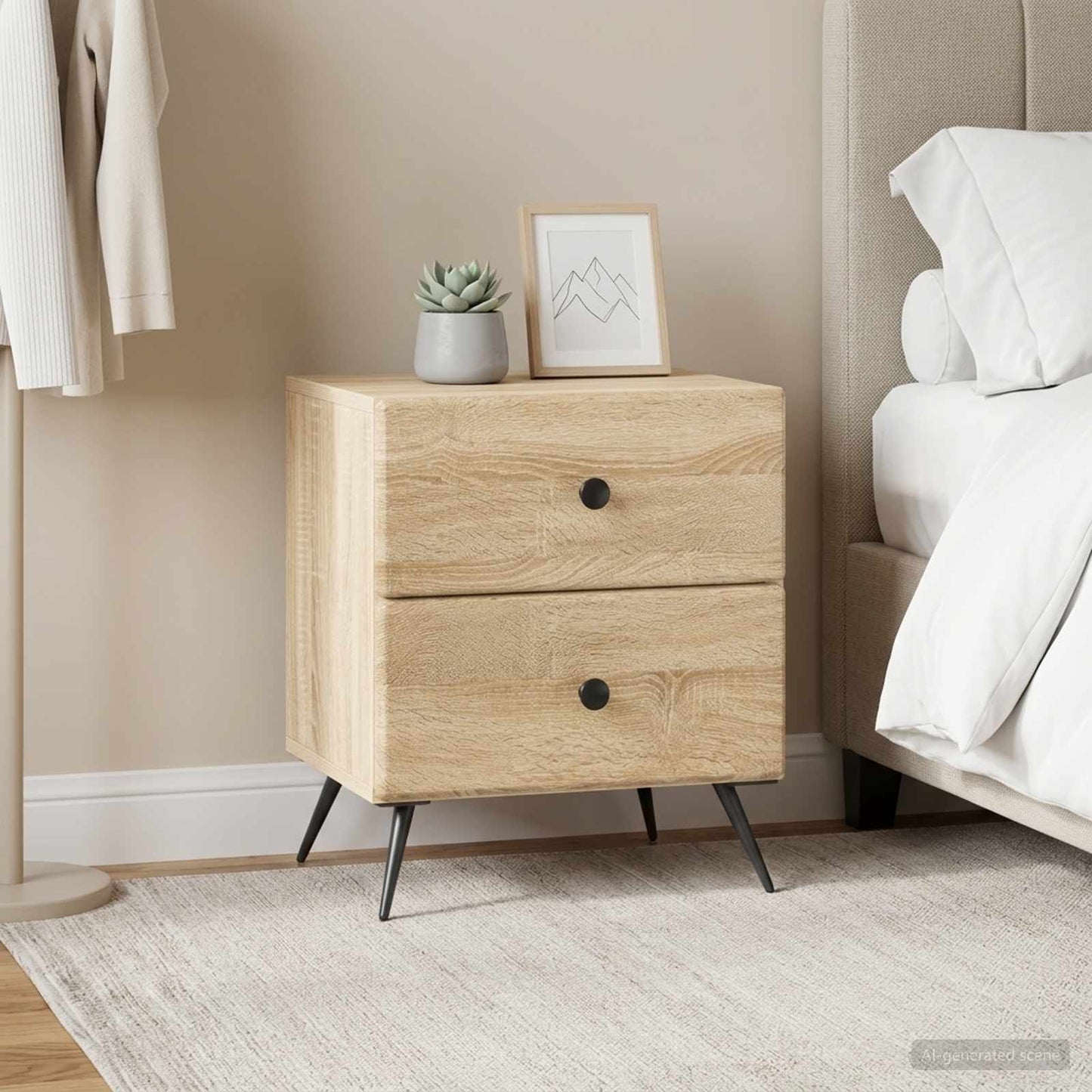 vidaXL Bedside Cabinet 2 pcs Sonoma Oak 43 x 34.5 x 47.5 cm