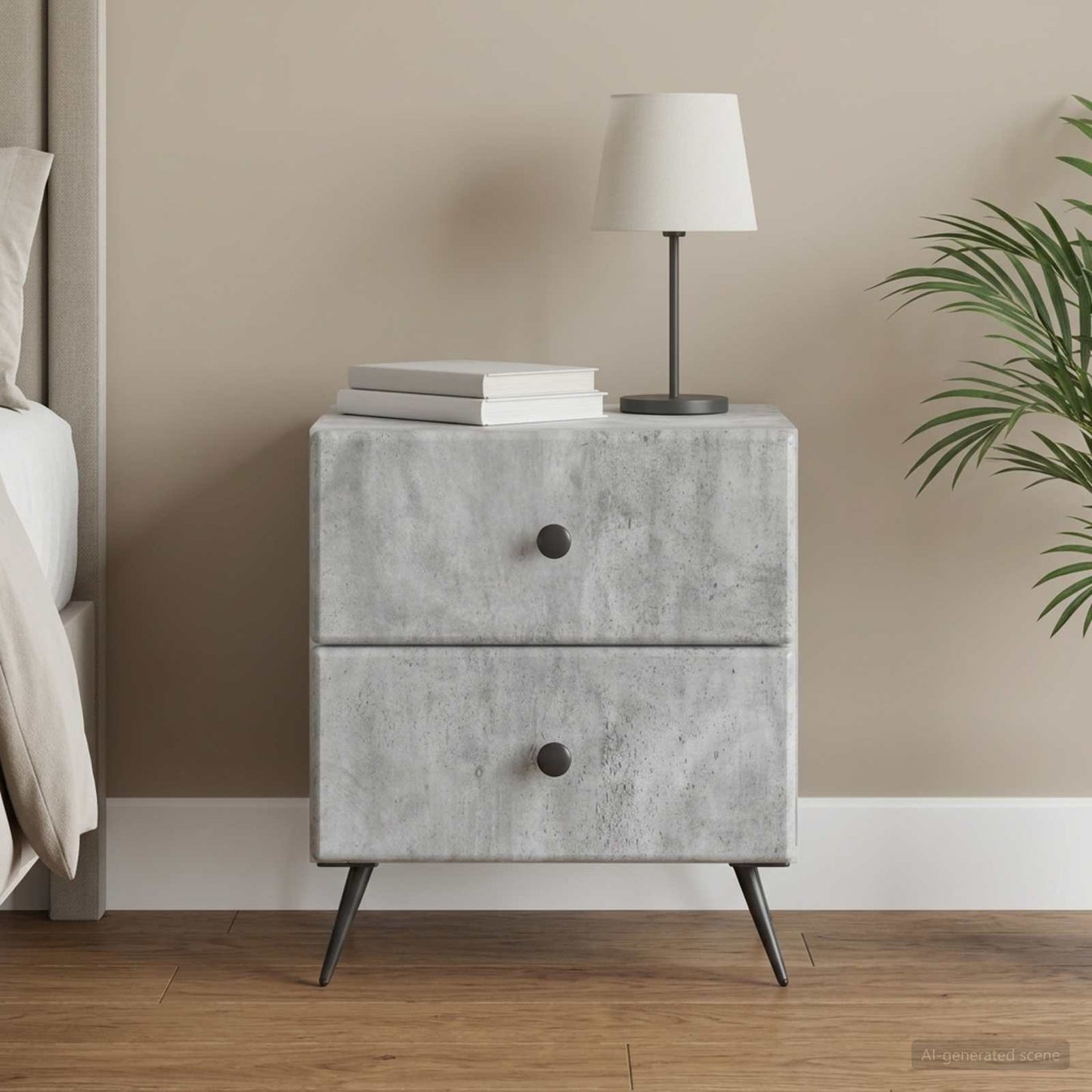 vidaXL Bedside Cabinet with Drawer Concrete Grey 43 x 34.5 x 47.5 cm