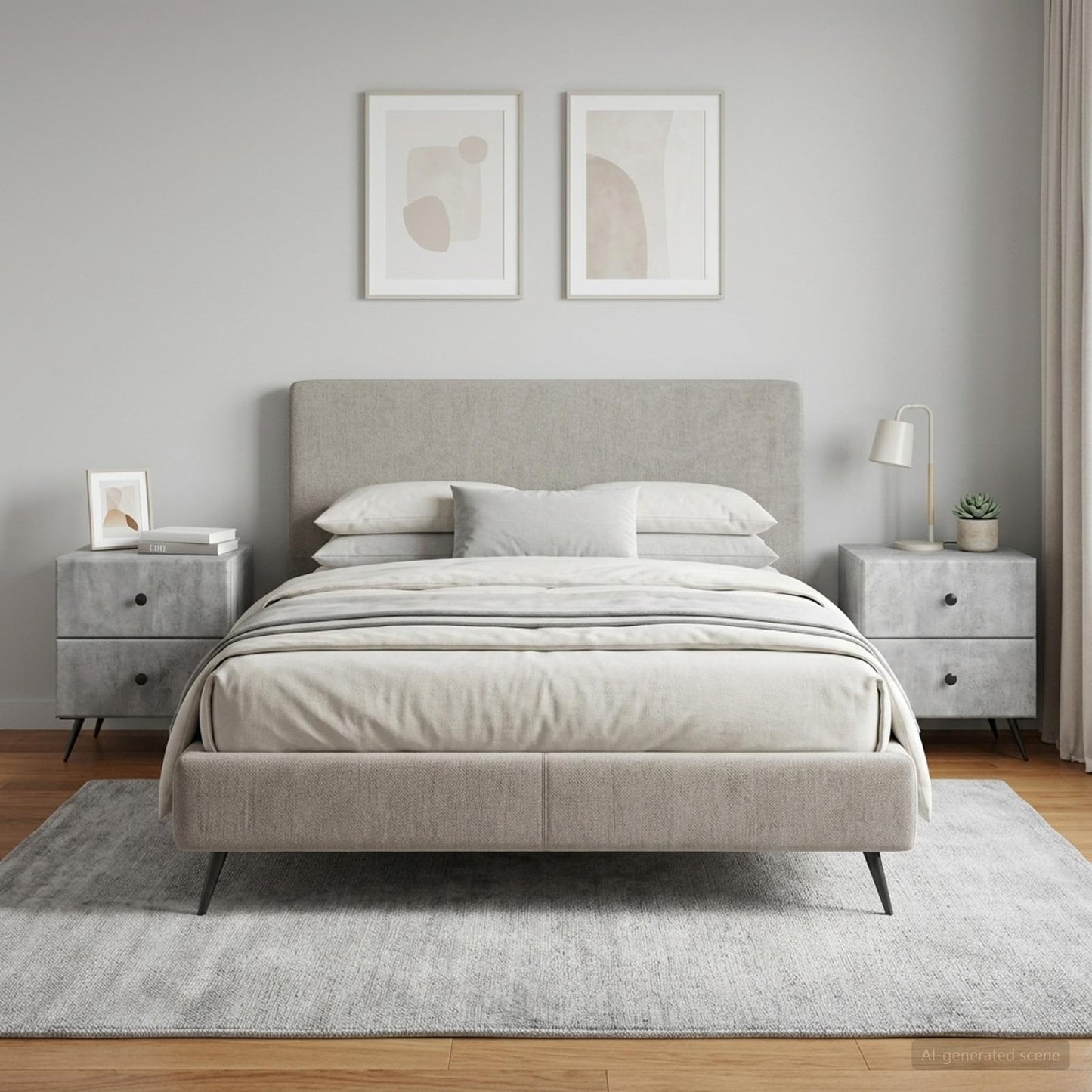 vidaXL Bedside Cabinet 2 pcs Concrete Grey 43 x 34.5 x 47.5 cm