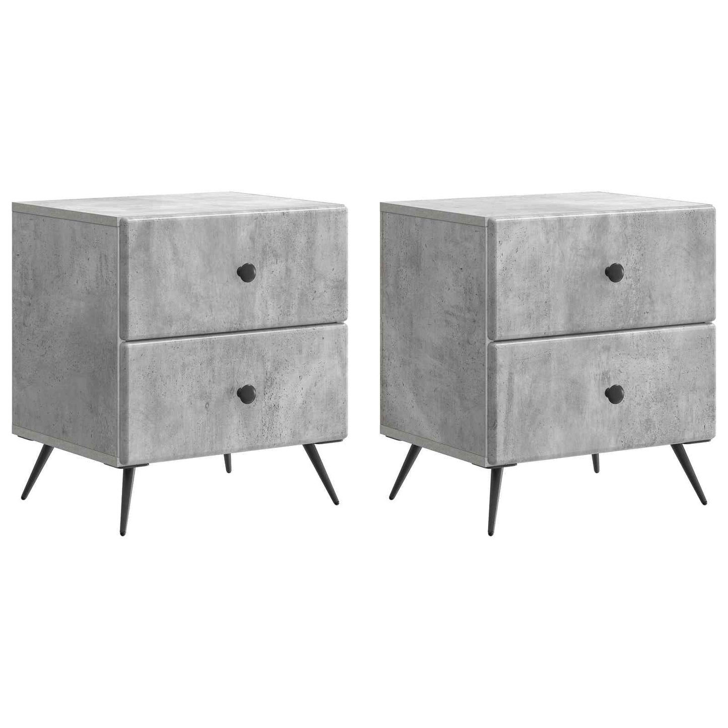 vidaXL Bedside Cabinet 2 pcs Concrete Grey 43 x 34.5 x 47.5 cm