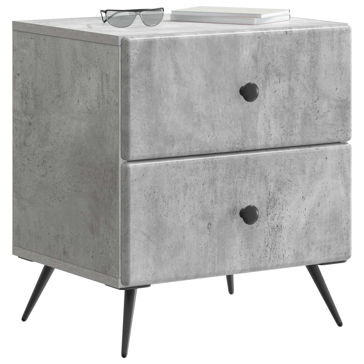vidaXL Bedside Cabinet 2 pcs Concrete Grey 43 x 34.5 x 47.5 cm
