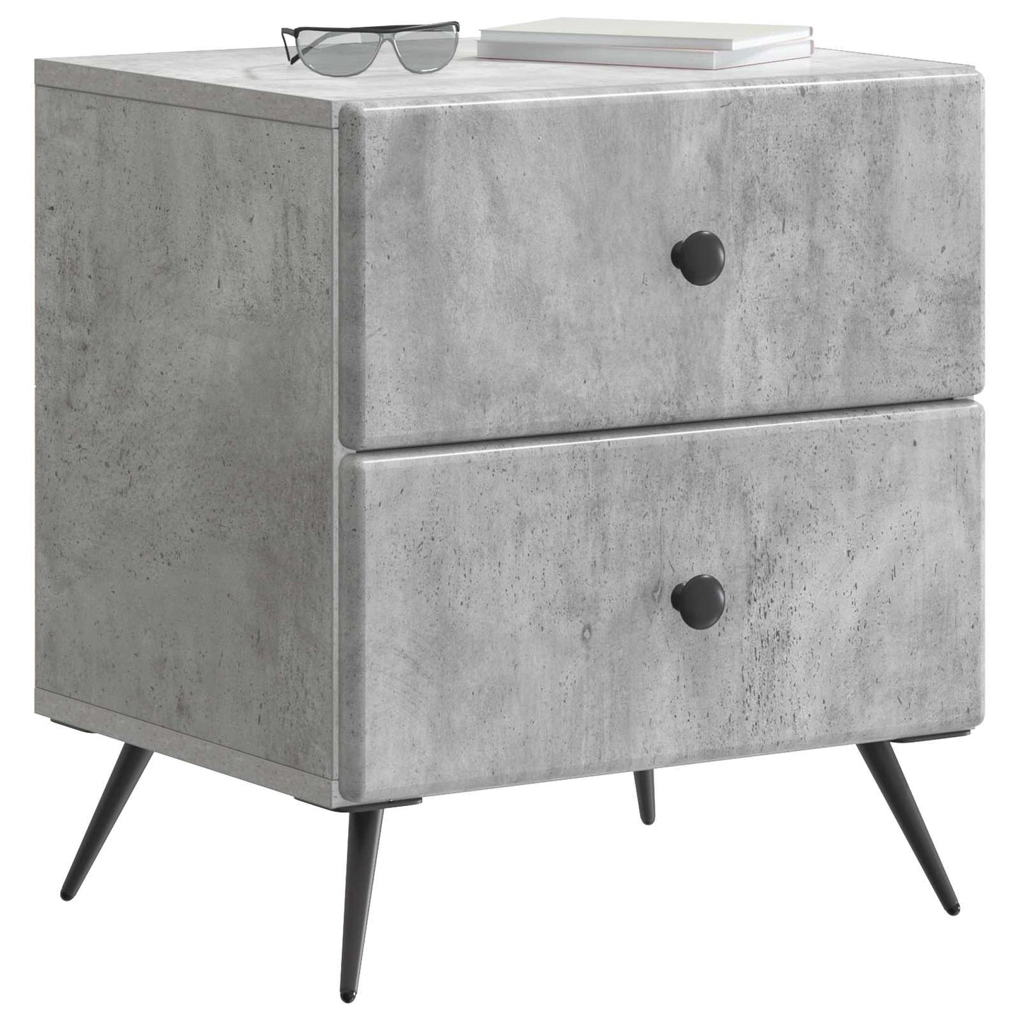 vidaXL Bedside Cabinet 2 pcs Concrete Grey 43 x 34.5 x 47.5 cm