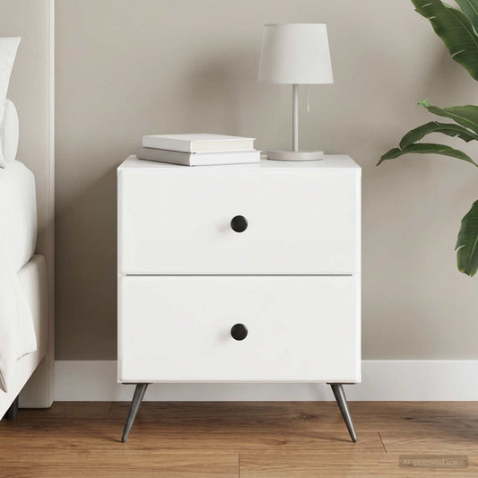 vidaXL Bedside Cabinet High Gloss White 43 x 34.5 x 47.5 cm