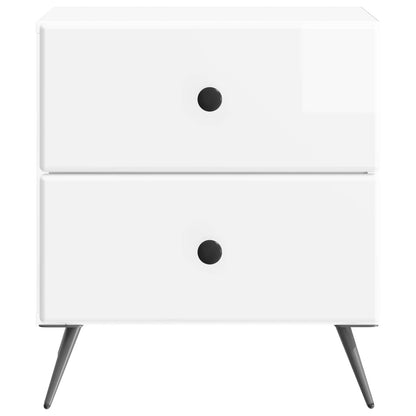 vidaXL Bedside Cabinet High Gloss White 43 x 34.5 x 47.5 cm