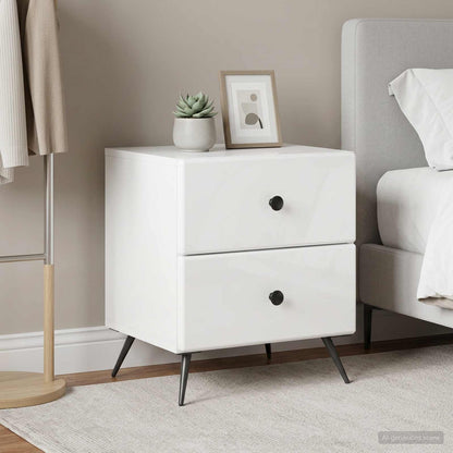 vidaXL Bedside Cabinet 2 pcs High Gloss White 43 x 34.5 x 47.5 cm
