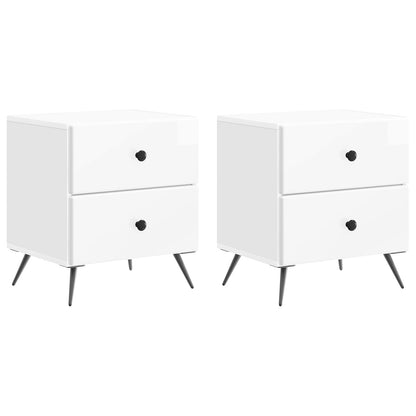 vidaXL Bedside Cabinet 2 pcs High Gloss White 43 x 34.5 x 47.5 cm