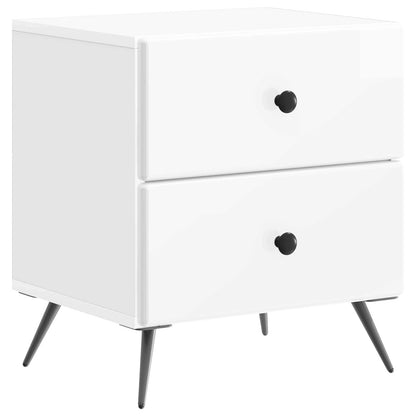 vidaXL Bedside Cabinet 2 pcs High Gloss White 43 x 34.5 x 47.5 cm
