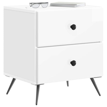 vidaXL Bedside Cabinet 2 pcs High Gloss White 43 x 34.5 x 47.5 cm