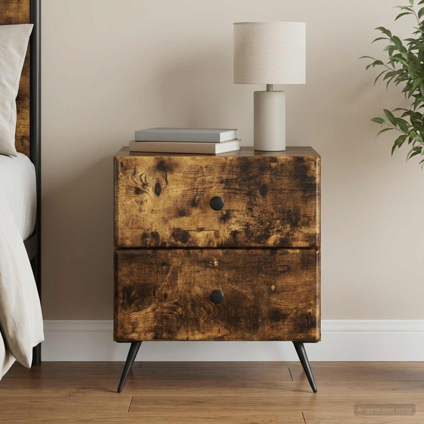 vidaXL Bedside Cabinet Smoked Oak 43 x 34.5 x 47.5 cm Engineered Wood