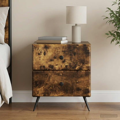vidaXL Bedside Cabinet Smoked Oak 43 x 34.5 x 47.5 cm Engineered Wood