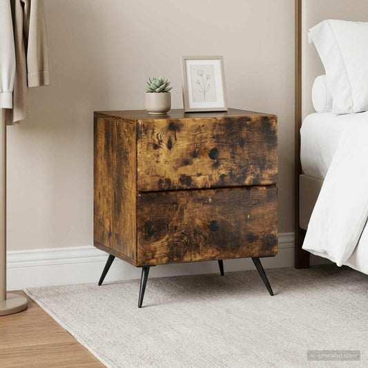 vidaXL Bedside Cabinet 2 pcs Smoked Oak 43 x 34.5 x 47.5 cm