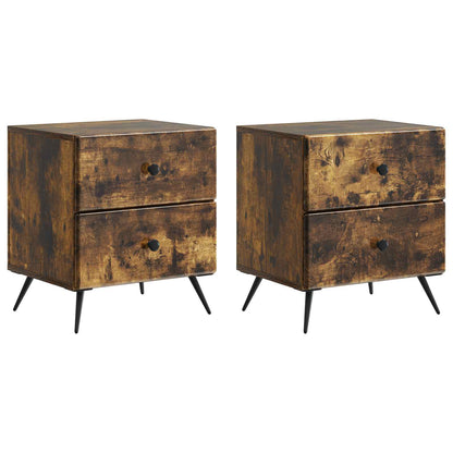 vidaXL Bedside Cabinet 2 pcs Smoked Oak 43 x 34.5 x 47.5 cm