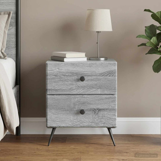 vidaXL Bedside Cabinet Grey Sonoma 43 x 34.5 x 47.5 cm Engineered Wood