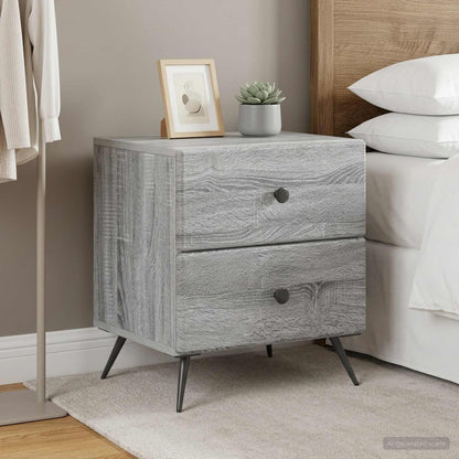 vidaXL Bedside Cabinet 2 pcs Grey Sonoma 43 x 34.5 x 47.5 cm
