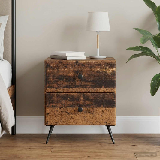 vidaXL Bedside Cabinet Old Wood 43 x 34.5 x 47.5 cm Engineered Wood