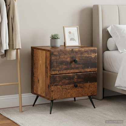 vidaXL Bedside Cabinet with Drawer 2 pcs Old Wood 43 x 34.5 x 47.5 cm