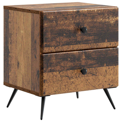 vidaXL Bedside Cabinet with Drawer 2 pcs Old Wood 43 x 34.5 x 47.5 cm