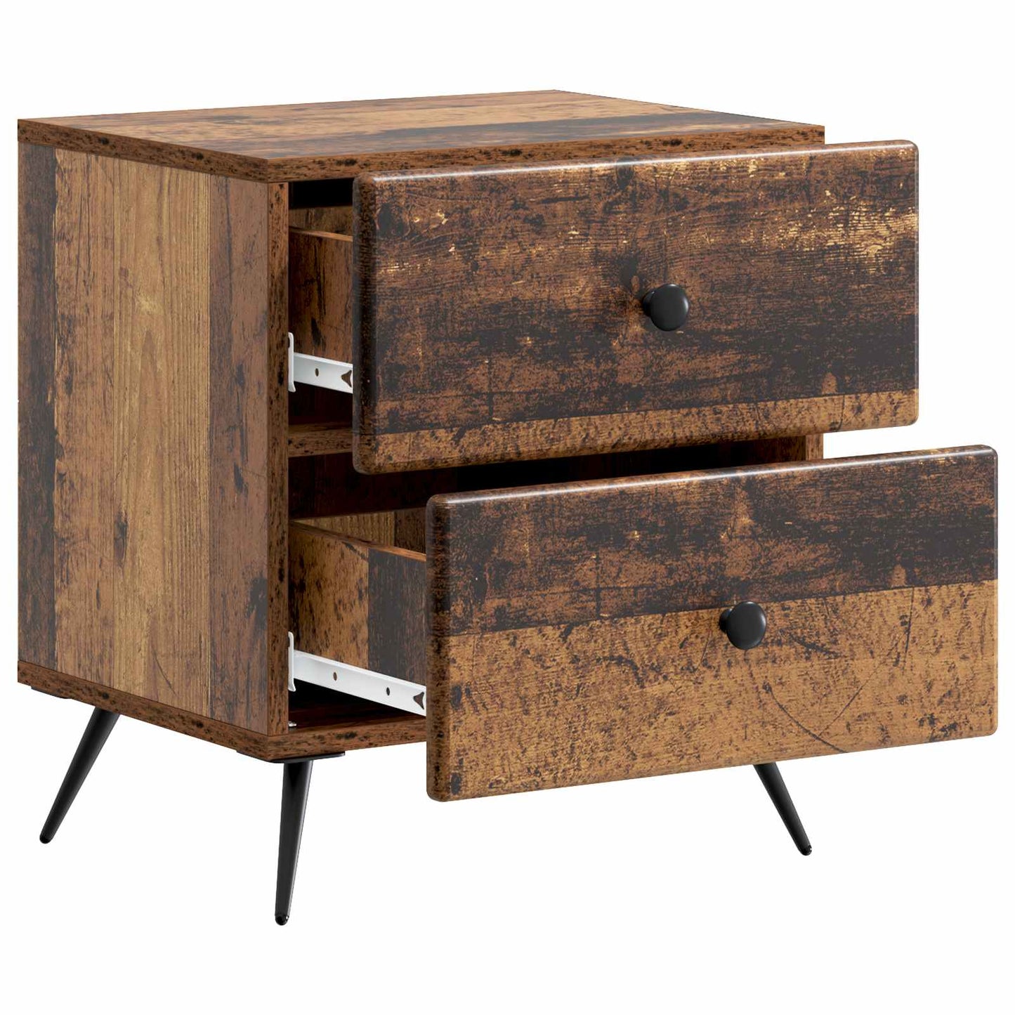 vidaXL Bedside Cabinet with Drawer 2 pcs Old Wood 43 x 34.5 x 47.5 cm