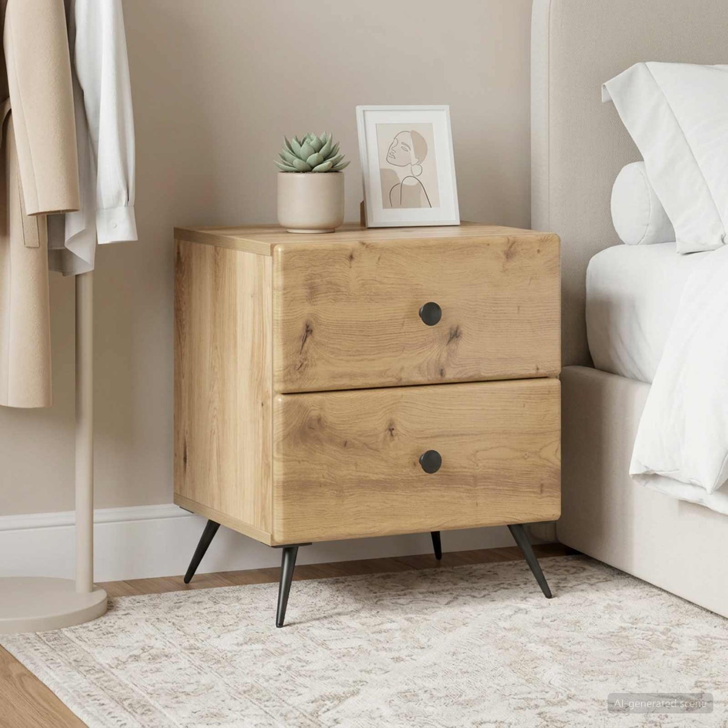 vidaXL Bedside Cabinet 2 pcs Artisan Oak 43 x 34.5 x 47.5 cm