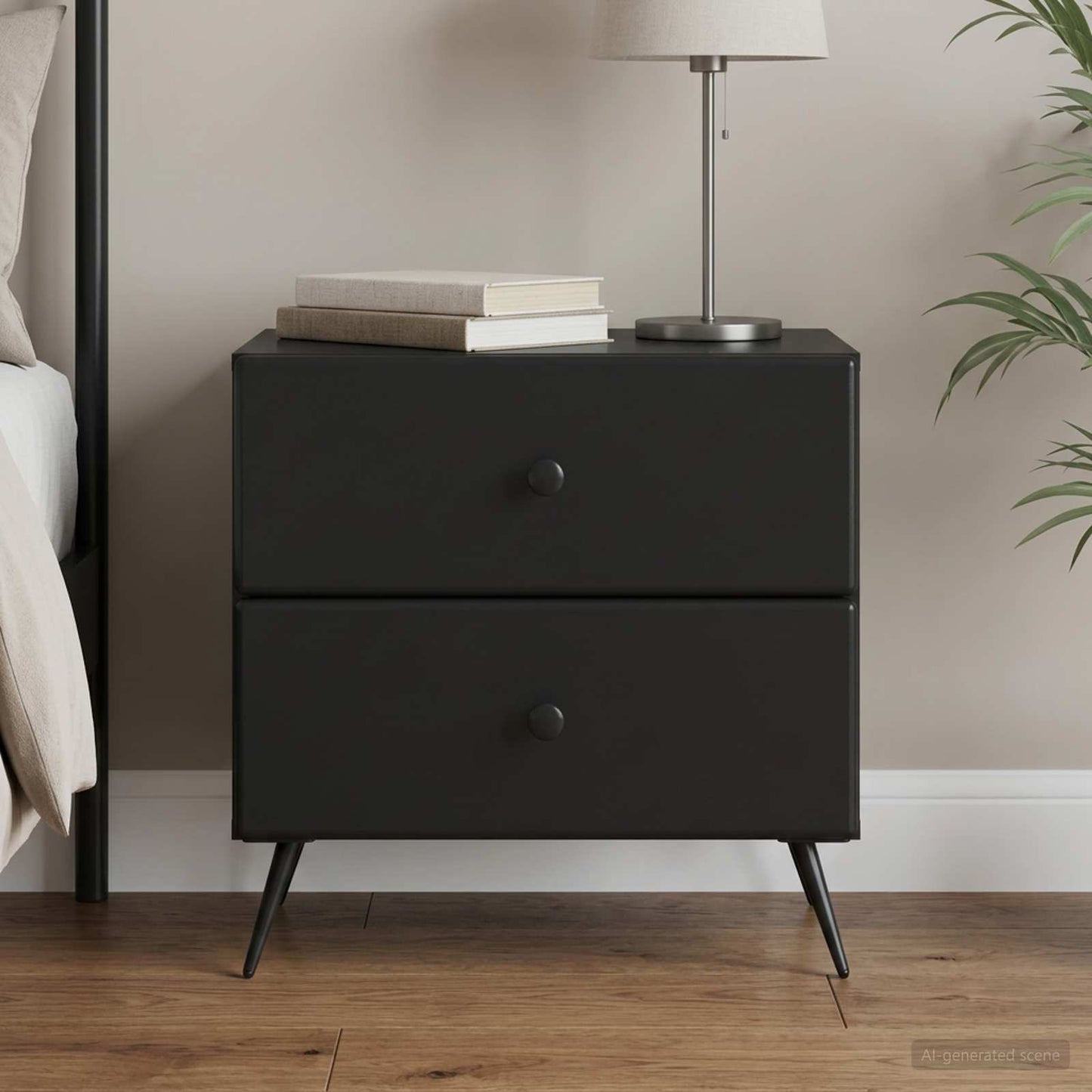 vidaXL Bedside Cabinet Black 62 x 34.5 x 47.5 cm Engineered Wood