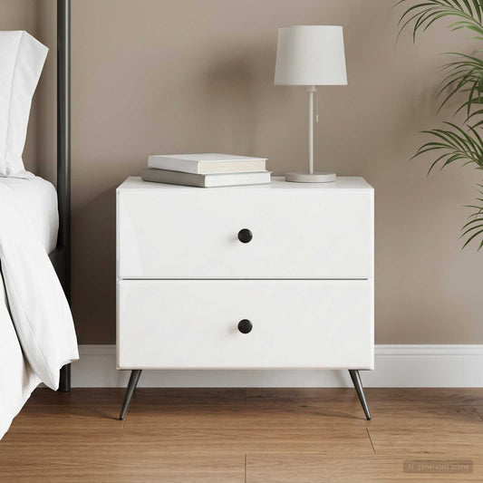 vidaXL Bedside Cabinet High Gloss White 62 x 34.5 x 47.5 cm