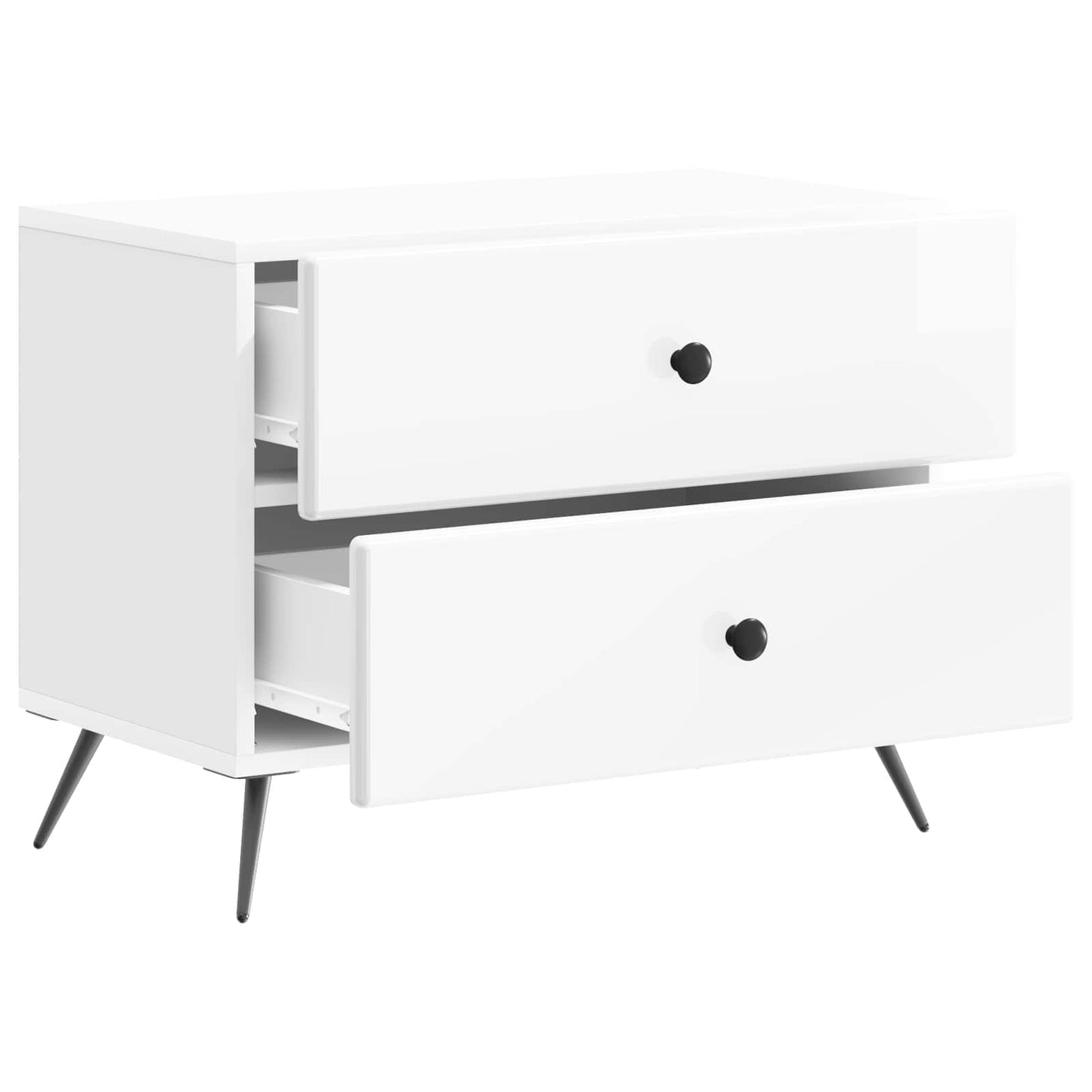 vidaXL Bedside Cabinet High Gloss White 62 x 34.5 x 47.5 cm