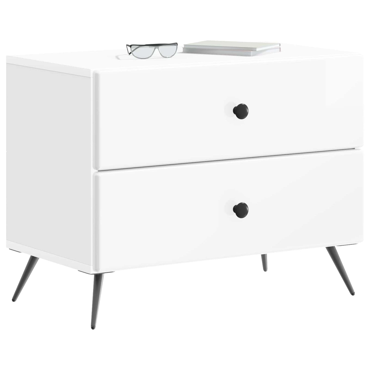 vidaXL Bedside Cabinet High Gloss White 62 x 34.5 x 47.5 cm