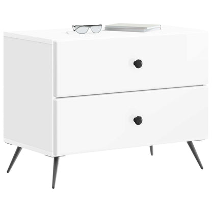 vidaXL Bedside Cabinet High Gloss White 62 x 34.5 x 47.5 cm
