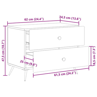 vidaXL Bedside Cabinet High Gloss White 62 x 34.5 x 47.5 cm