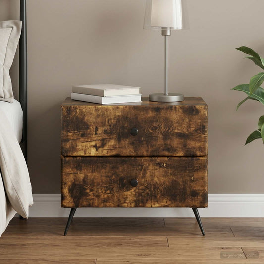 vidaXL Bedside Cabinet Smoked Oak 62 x 34.5 x 47.5 cm Engineered Wood