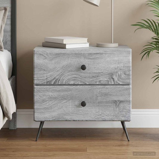 vidaXL Bedside Cabinet Grey Sonoma 62 x 34.5 x 47.5 cm Engineered Wood