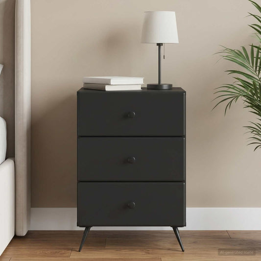 vidaXL Bedside Cabinet Black 43 x 41 x 66.5 cm Engineered Wood