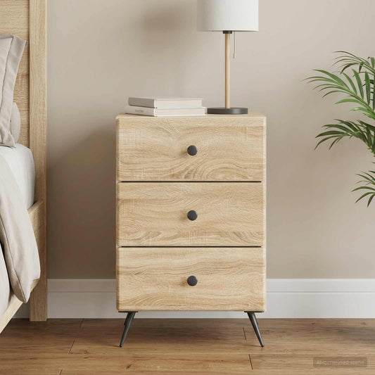 vidaXL Bedside Cabinet Sonoma Oak 43 x 41 x 66.5 cm Engineered Wood