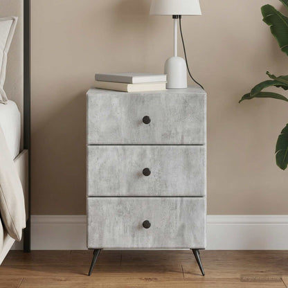 vidaXL Bedside Cabinet Concrete Grey 43 x 41 x 66.5 cm Engineered Wood