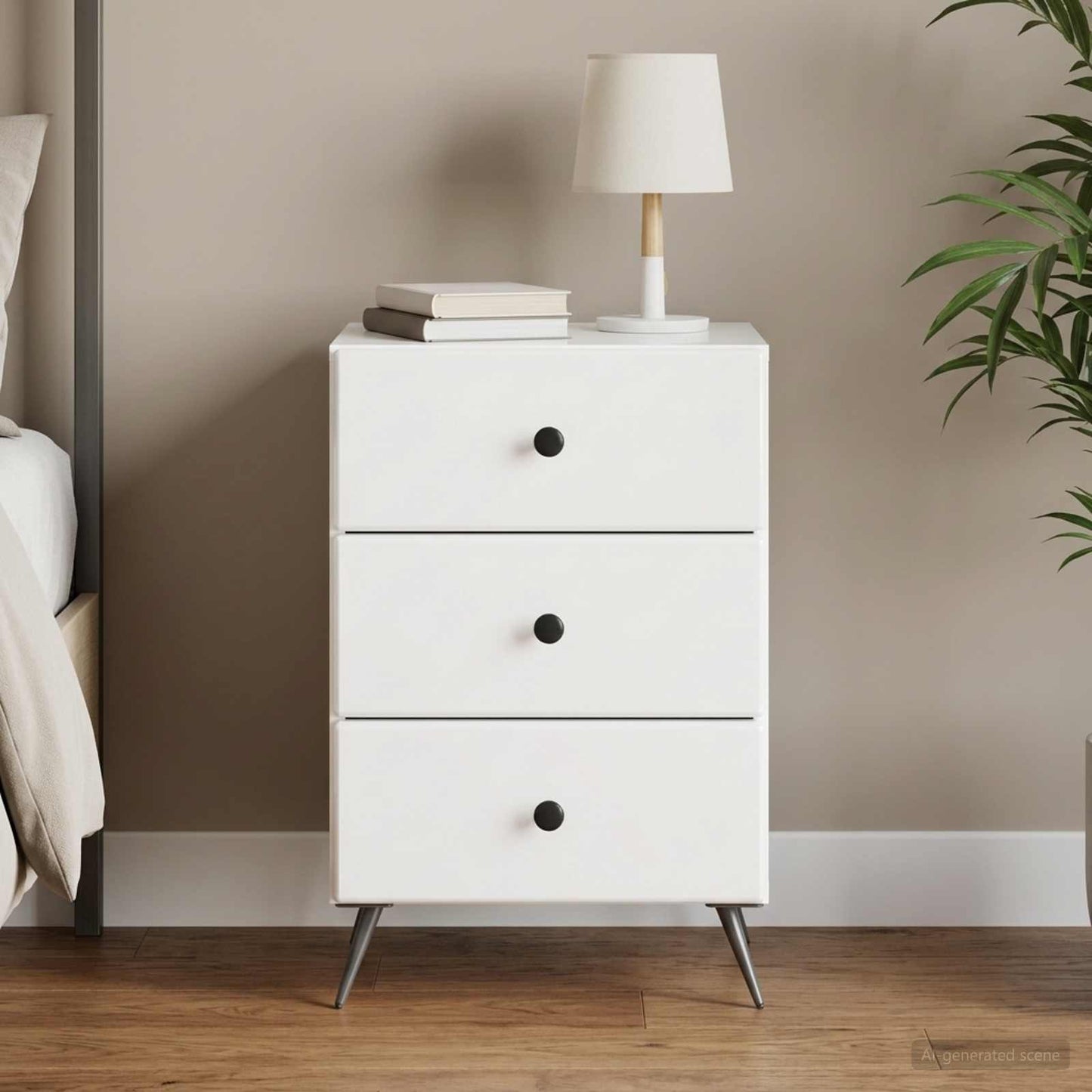 vidaXL Bedside Cabinet with Drawer High Gloss White 43 x 41 x 66.5 cm