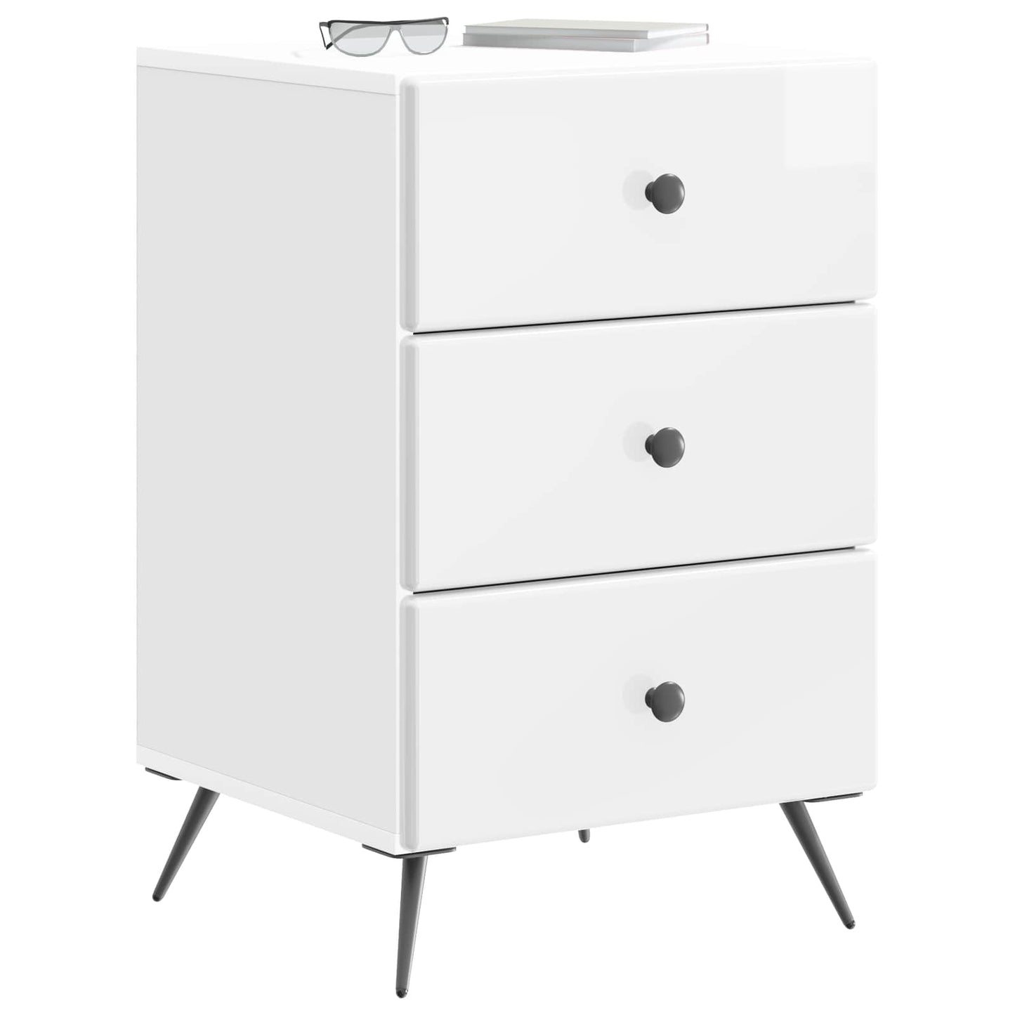 vidaXL Bedside Cabinet with Drawer High Gloss White 43 x 41 x 66.5 cm