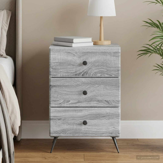 vidaXL Bedside Cabinet Grey Sonoma 43 x 41 x 66.5 cm Engineered Wood