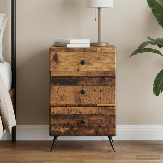 vidaXL Bedside Cabinet Old Wood 43 x 41 x 66.5 cm Engineered Wood