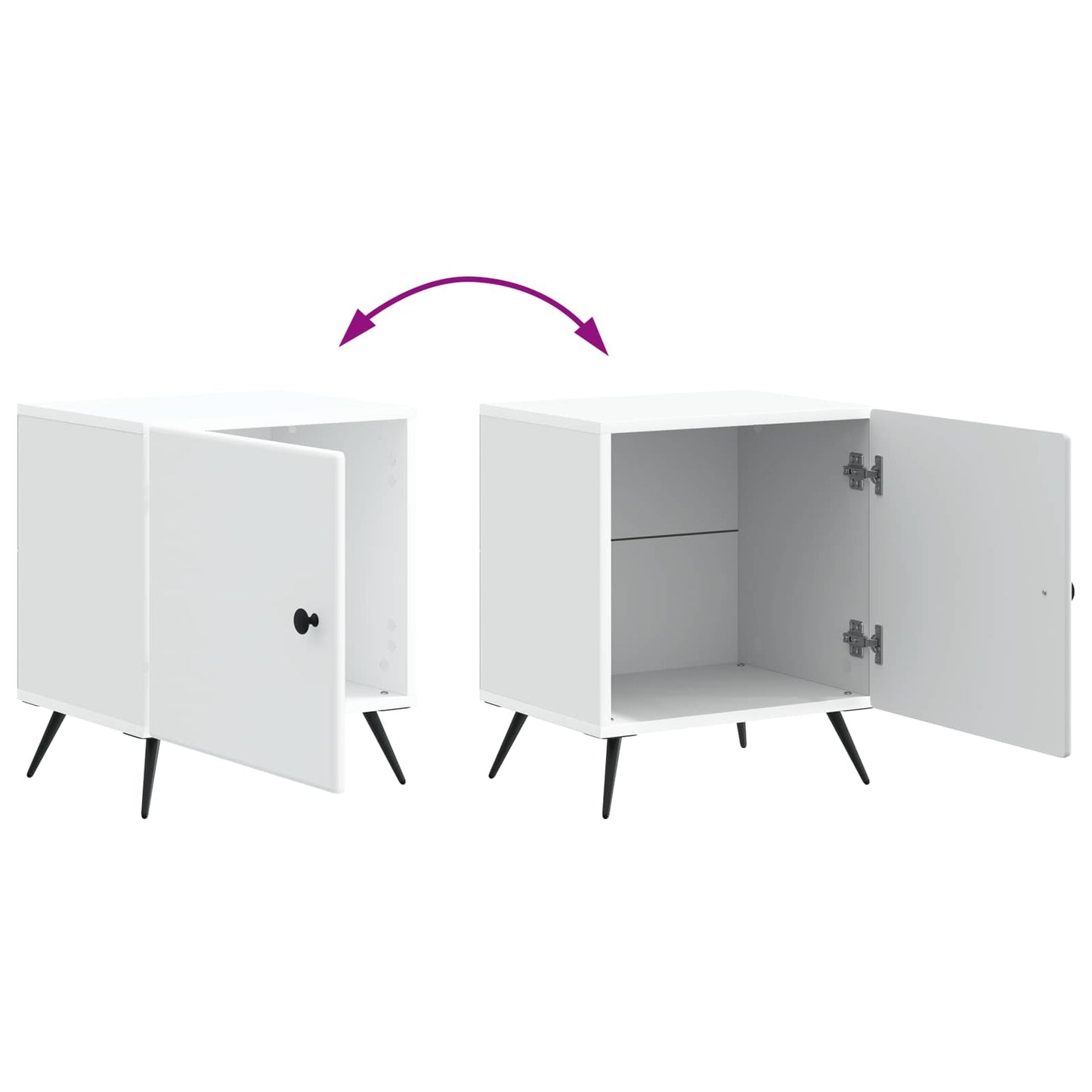 vidaXL Bedside Cabinet White 43 x 34.5 x 50 cm Engineered Wood