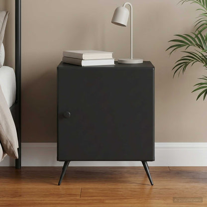 vidaXL Bedside Cabinet Black 43 x 34.5 x 50 cm Engineered Wood
